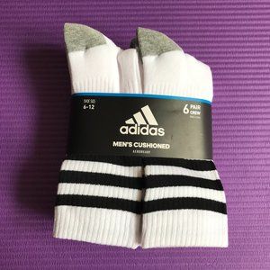 Adidas Men's 6 Pairs Size 6-12 Large Crew Socks